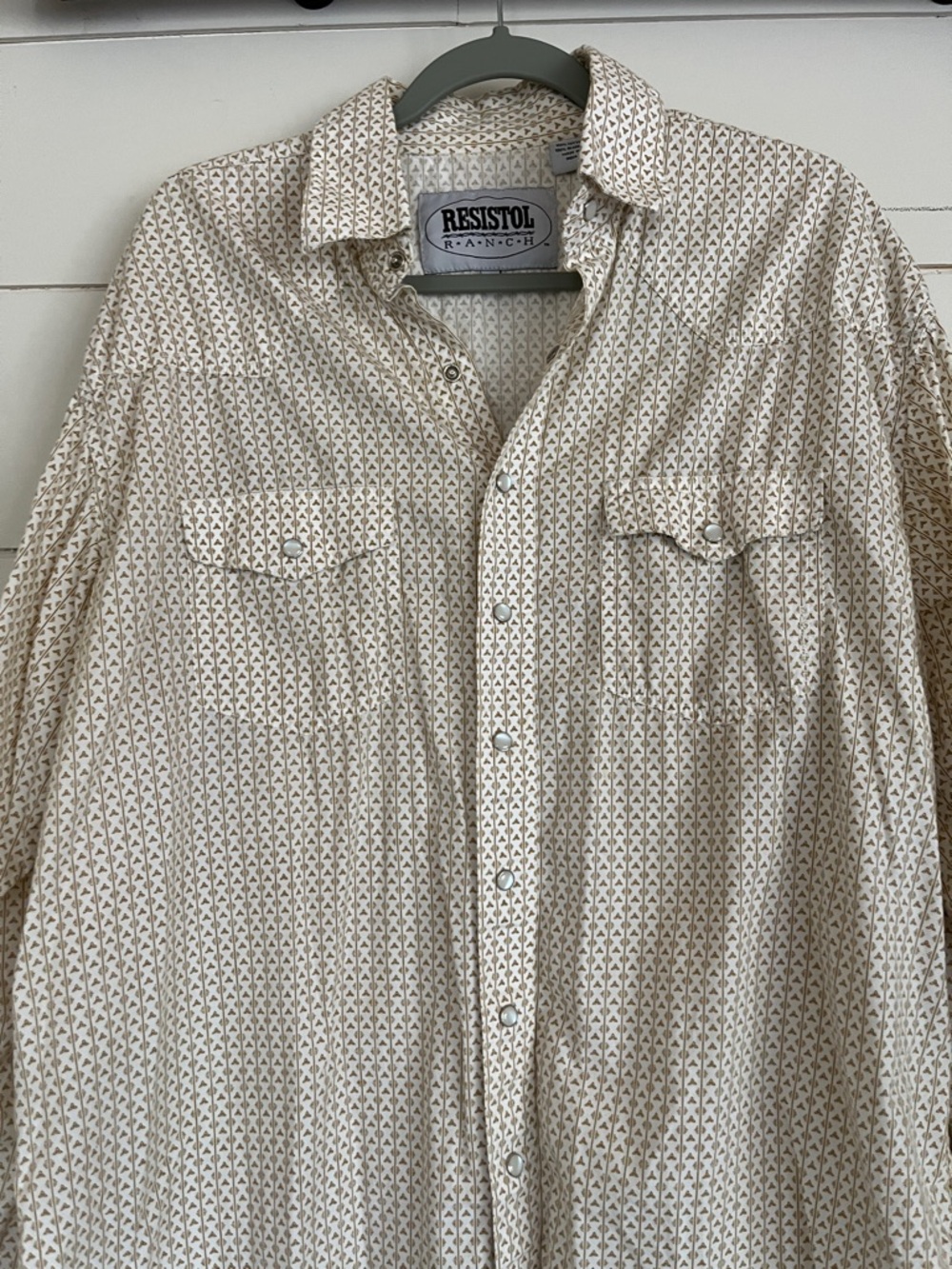 Resistol Ranch Men's Cream Printed Button-Down Shirt